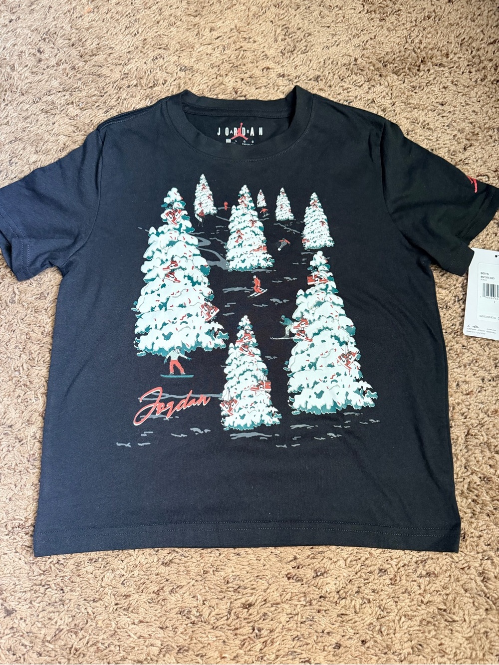 Jordan Black Short Sleeve Tee with Snowy Tree Graphic